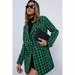 image of I Saw It First Green & Black Super Oversized Dogtooth Blazer - Green