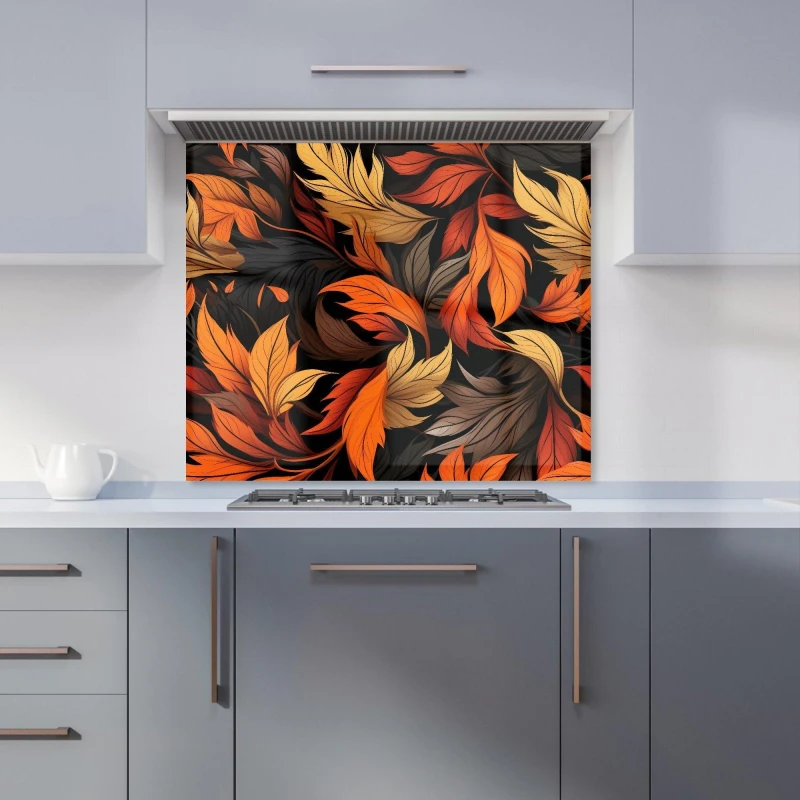Image of Warren Reed - Designer Autumn Leaves Design Kitchen Splashback in Orange Size: 600mm x 750mm Orange Unisex 600mm x 750mm