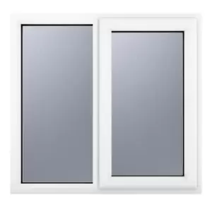 Image of Crystal uPVC Window A Rated Right Hand Side Hung next to a Fixed Light 1190mm x 1040mm Obscure Glazing - White