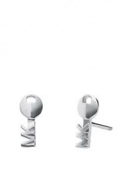 Image of Michael Kors Silver Tone Mk Stud Earrings