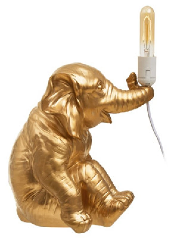 Image of Orsina Quirky Gold Elephant Table Lamp, Handcrafted Decorative Animal Lamp With Intricate Texture, Playful Lighting