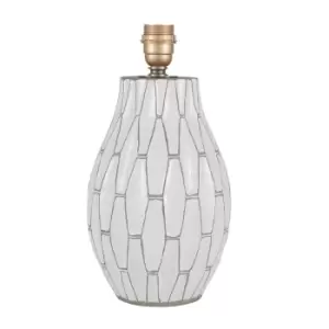 image of White and Matt Grey Etched Stoneware Table Lamp Base