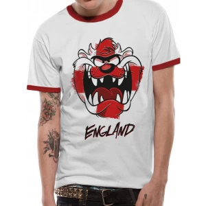 Image of Looney Tunes - England Taz Mens Large T-Shirt - White