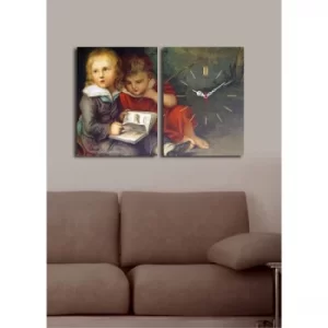Image of 2P3040CS-133 Multicolor Decorative Canvas Wall Clock (2 Pieces)