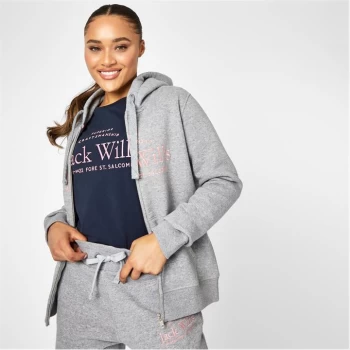 image of Jack Wills Hunston Logo Zip Hoodie - Grey marl