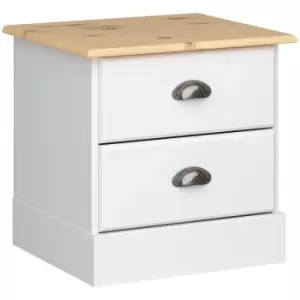 image of Nola 2 Drawer Bedside White & Pine - White & Pine