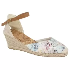 Image of Cipriata Womens/Ladies Espadrille Wedge Heel Sandal (4 UK) (White/Multicoloured)
