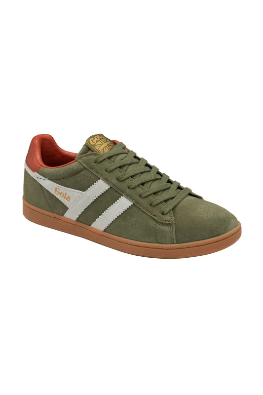 Image of Gola Classics Mens 'Equipe Suede II' Suede Lace-Up Trainers in Khaki Size: 7 Khaki Male 7