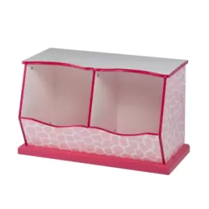 image of Fantasy Fields - Fashion Giraffe Prints Miranda Toy Cubby Storage - Pink / White