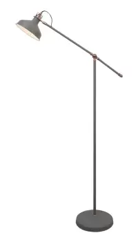 Image of Adjustable Floor Lamp, 1 x E27, Sand Grey, Copper, White