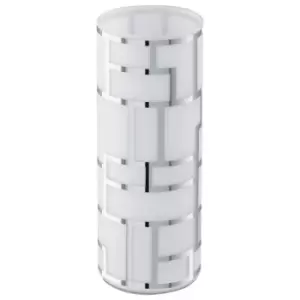 Image of Table Lamp Shade White Chrome Glass With Decor In Line Switch Bulb E27 1x60W