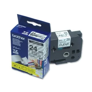 Image of Brother P-touch TZe-151 24mm x 8m Black on Clear Laminated Labelling Tape