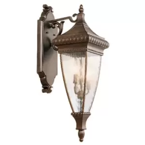 image of Venetian Rain 3 Light Outdoor Large Wall Lantern Light Brushed Bronze IP44, E14