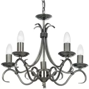 Image of Hanging Ceiling Pendant Light ANTIQUE SILVER 5x Shade Vintage Lamp Bulb Holder