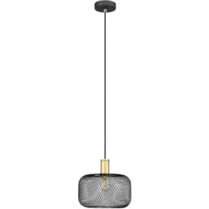 image of Schuller Lighting - Schuller Osiris Wire Frame Pendant Ceiling Light Matt Black And Gold Paint E27