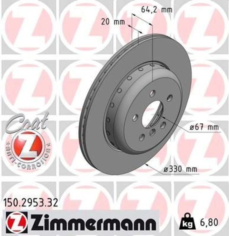 Image of ZIMMERMANN Brake disc ZIMMERMANN 150.2953.32