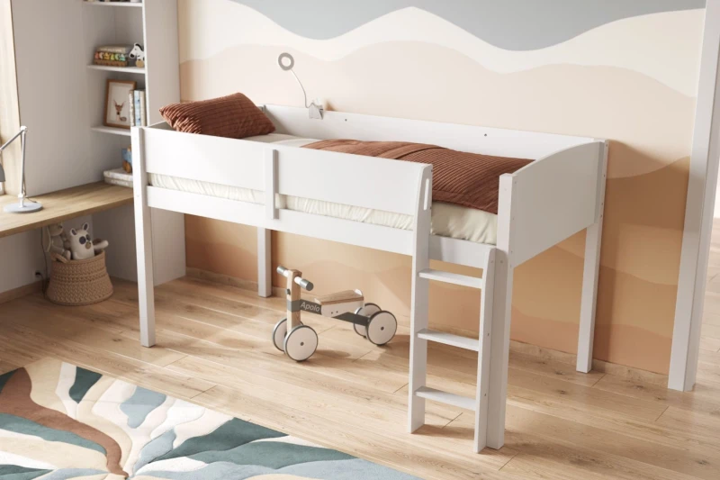 Image of Flair Loop Mid Sleeper Cabin Bed in White Size: Single White Unisex Single