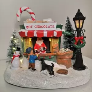 image of Christmas 19cm Illuminated Hot Chocolate Shop Battery Operated - Festive