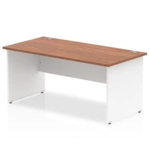 image of Trexus Desk Rectangle Panel End 1600x800mm Walnut Top White Panels Ref