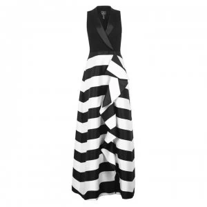 image of Adrianna Papell Stripe Mikado Dress - Black Ivory