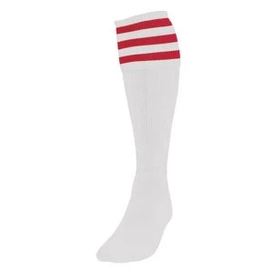 Image of Precision 3 Stripe Football Socks White/Red - UK Size 3-6
