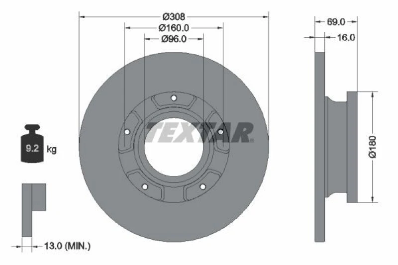 Image of Brake disc TEXTAR 92292603