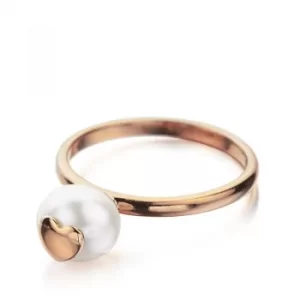 image of Ladies Shimla PVD rose plating Size O Ring With Heart Fresh Water Pearl