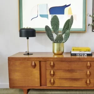 Image of Geneva Matt Black and Brass Stem Table Lamp