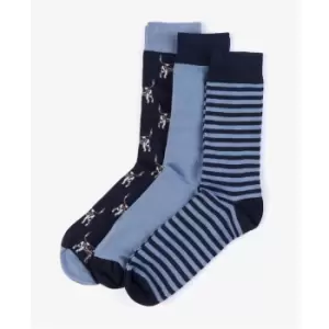 Image of Barbour Dog Stripe Sock Gift Set - Blue
