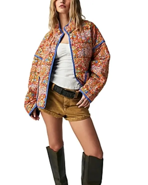 image of Free People Chloe Quilted Floral Jacket