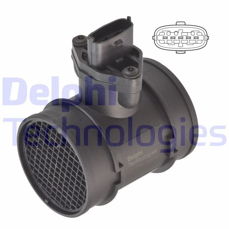 Image of DELPHI AF10784-12B1 Mass air flow sensor with housing Air Mass Sensor (3926)