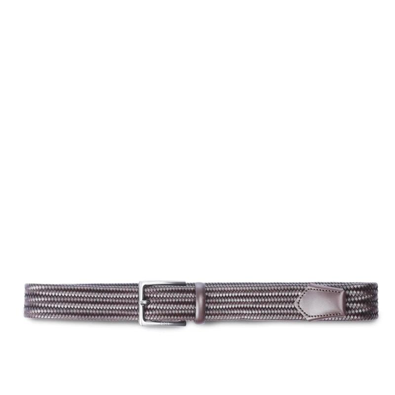 Image of Boss Semyo Woven Leather Belt Brown male 30 inch