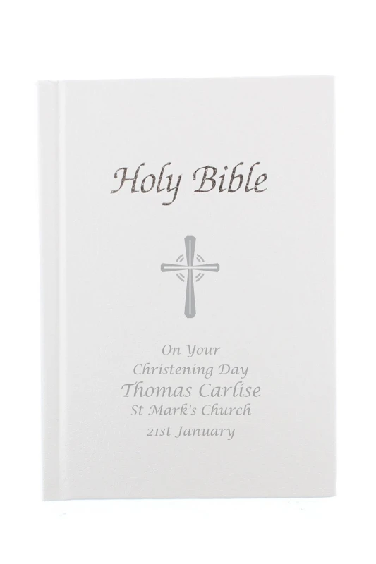 Image of Personalised Memento Company Personalised Holy Bible in White White Unisex