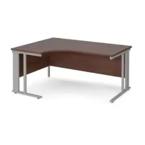 image of Office Desk Left Hand Corner Desk 1600mm Walnut Top With Silver Frame 1200mm Depth Maestro 25 MCM16ELSW