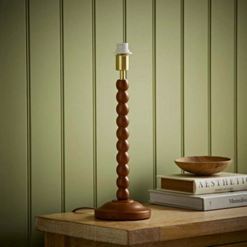Image of Valuelights Bobbin Walnut Wooden Bobble Table Lamp Base