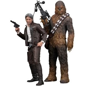 image of 1:10 Han Solo & Chewbacca The Force Awakens ArtFX+ Twin Set