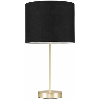 image of Gold Table Lamp Light Fabric Shades - Black