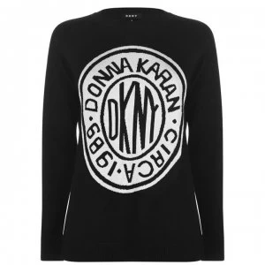 image of DKNY Coin Logo Jumper - Black/Ivory