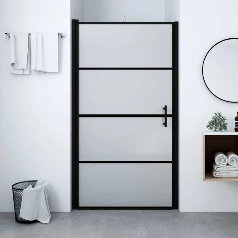 Image of VIDAXL Vidaxl - Shower Door Frost Tempered Glass 81x195cm Black 8720286047842