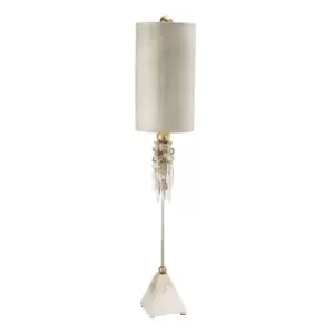 Image of Table Lamp Pyramid Shape Sculpted with Crystal Cluster. Putty Patina LED E27 60W