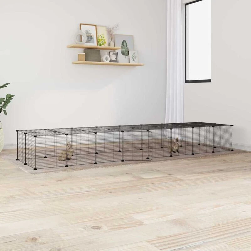 Image of VIDAXL 36-Panel Pet Cage with Door Black 35x35cm Steel Vidaxl 8720287190936