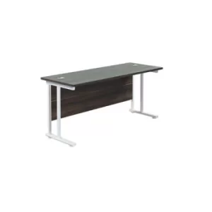 image of Jemini Rectangular Cantilever Desk 1800x600x730mm Dark Walnut/White KF806677