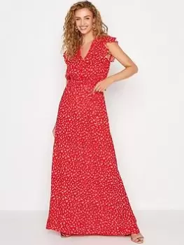 image of Long Tall Sally Red Ditsy Frill Maxi Dress, Red, Size 10, Women