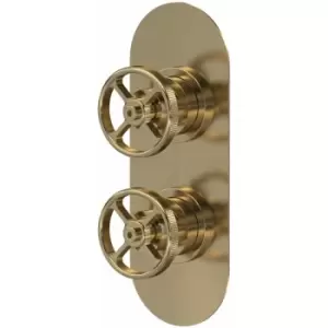 image of Hudson Reed Industrial Concealed Shower Valve Dual Handle - Brushed Brass