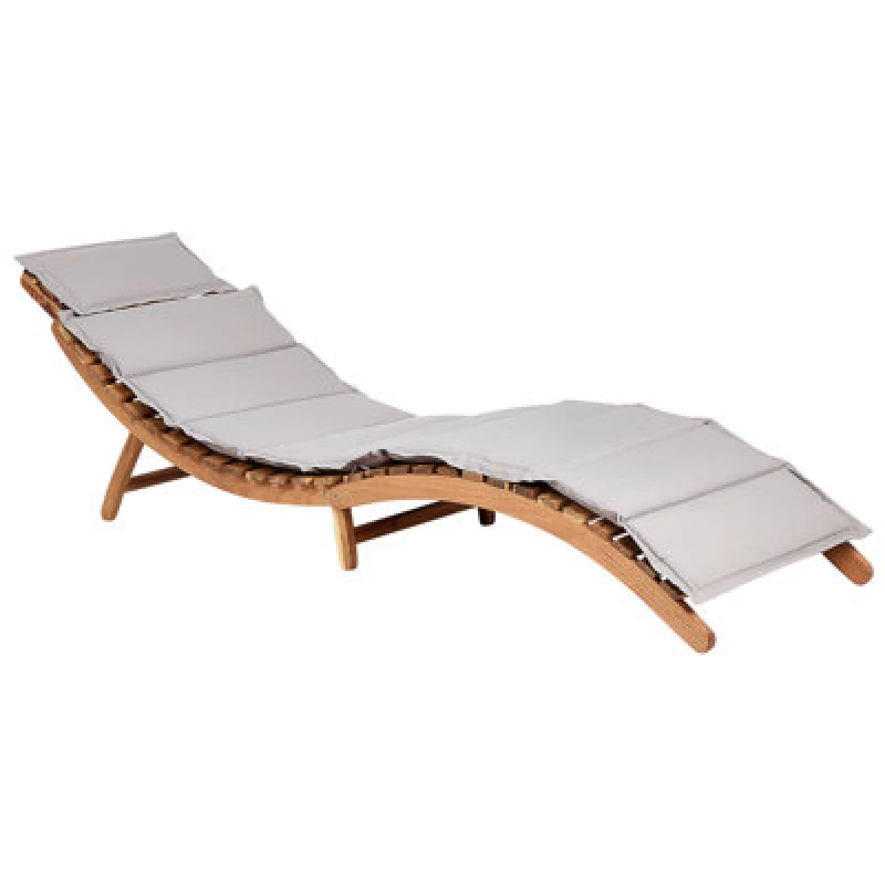 Image of Beliani Sun Lounger With Cushion Luino Acacia Wood Grey