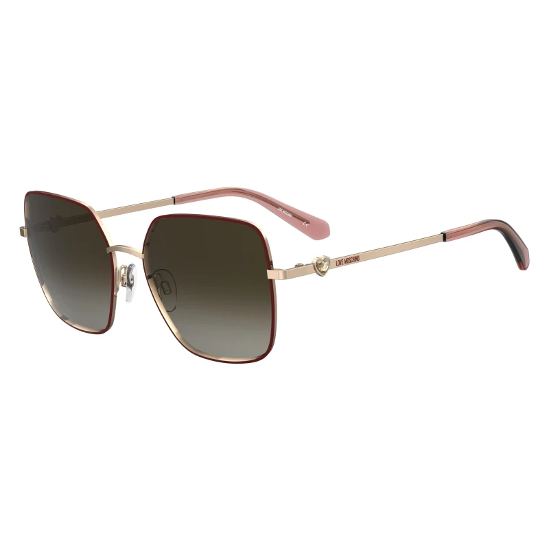 Image of Moschino MoscSun Rectangular Burgundy Gold female One Size