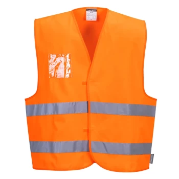 image of Portwest Dual ID Holder Class 2 Hi Vis Waistcoat Orange 2XL / 3XL