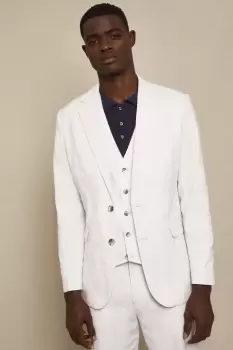 Image of Mens Tailored Fit Pale Grey Cotton Stretch Suit Jacket
