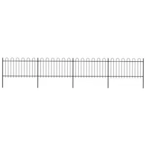 image of Vidaxl Garden Fence With Hoop Top Steel 6.8X1 M Black