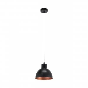Image of EGLO ES/E27 Pendant Light Black/Copper - 49238